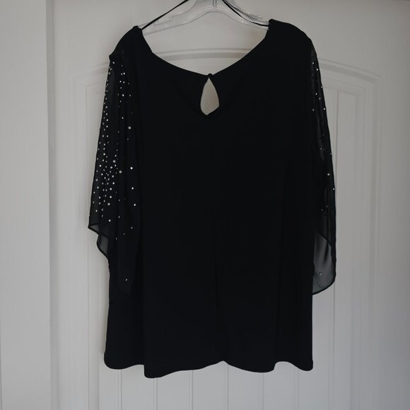 Roz and Ali Slit Sleeve Black Evening Shirt with embellishments - Picture 5 of 7